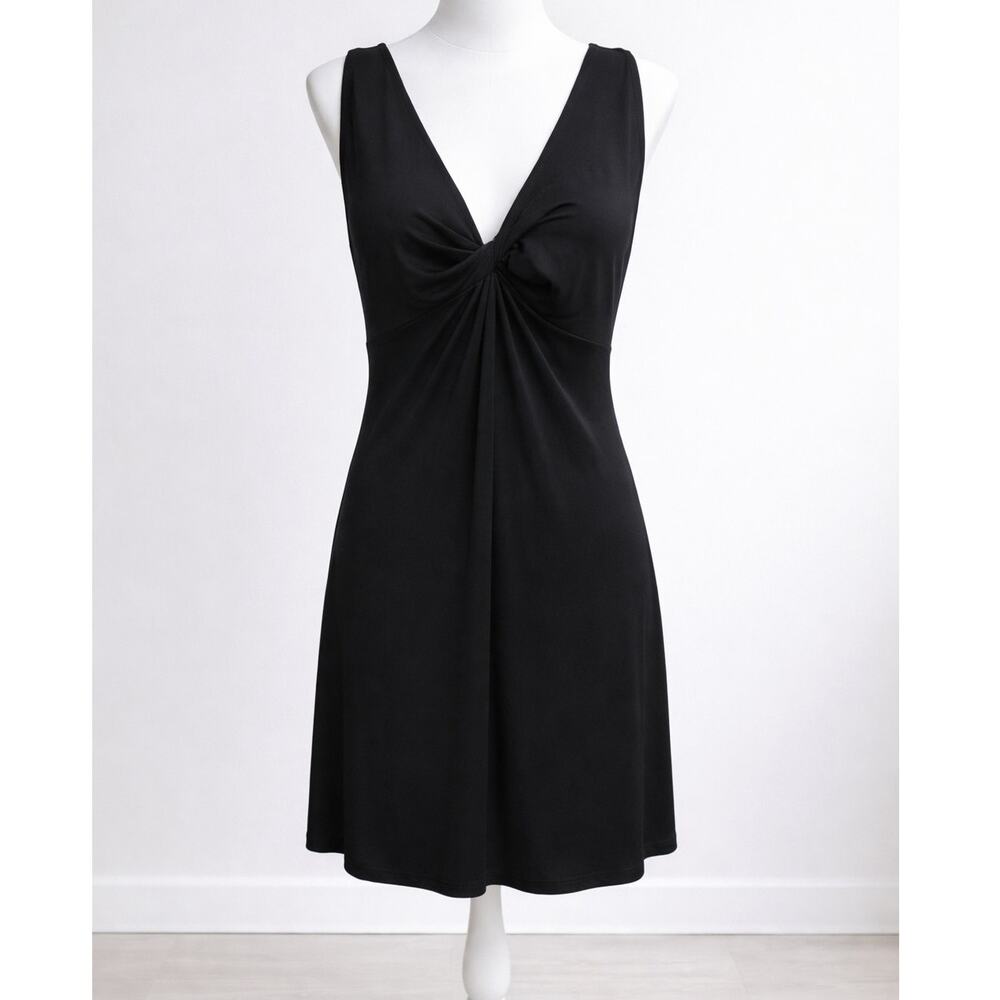 Natori Sleeveless Twist Front Dress Black Pullover Stretch V Neck Womens XL